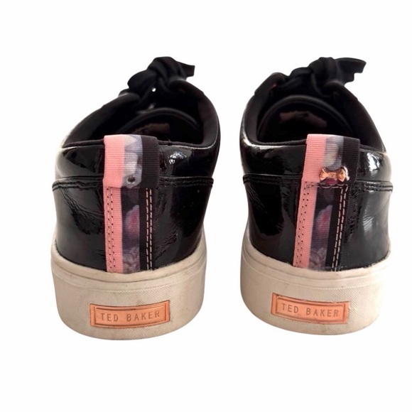 Ted Baker Fushar Black Leather Floral Sneakers | Women’s US 7 | Low Top